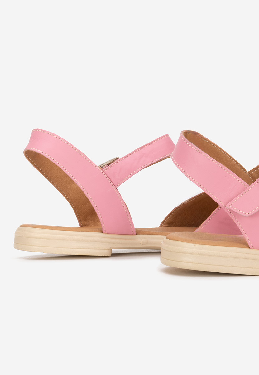 Fuksjowe sandały damskie skórzane Viadana