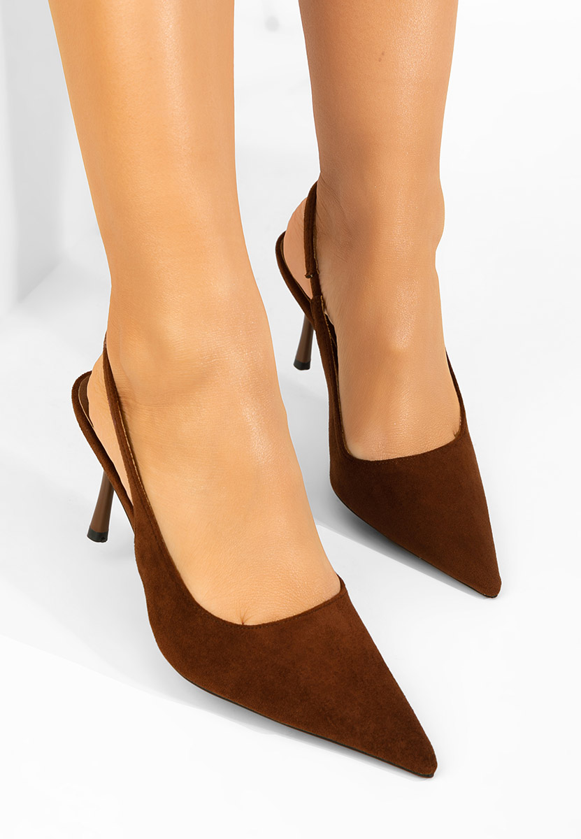 Brązowe szpilki bez pięt Karila