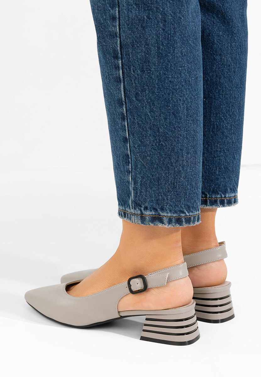 Szare czółenka bez pięt Ranina