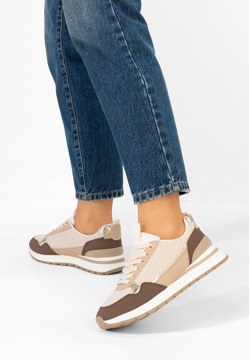 Brązowe sneakersy damskie Helenia