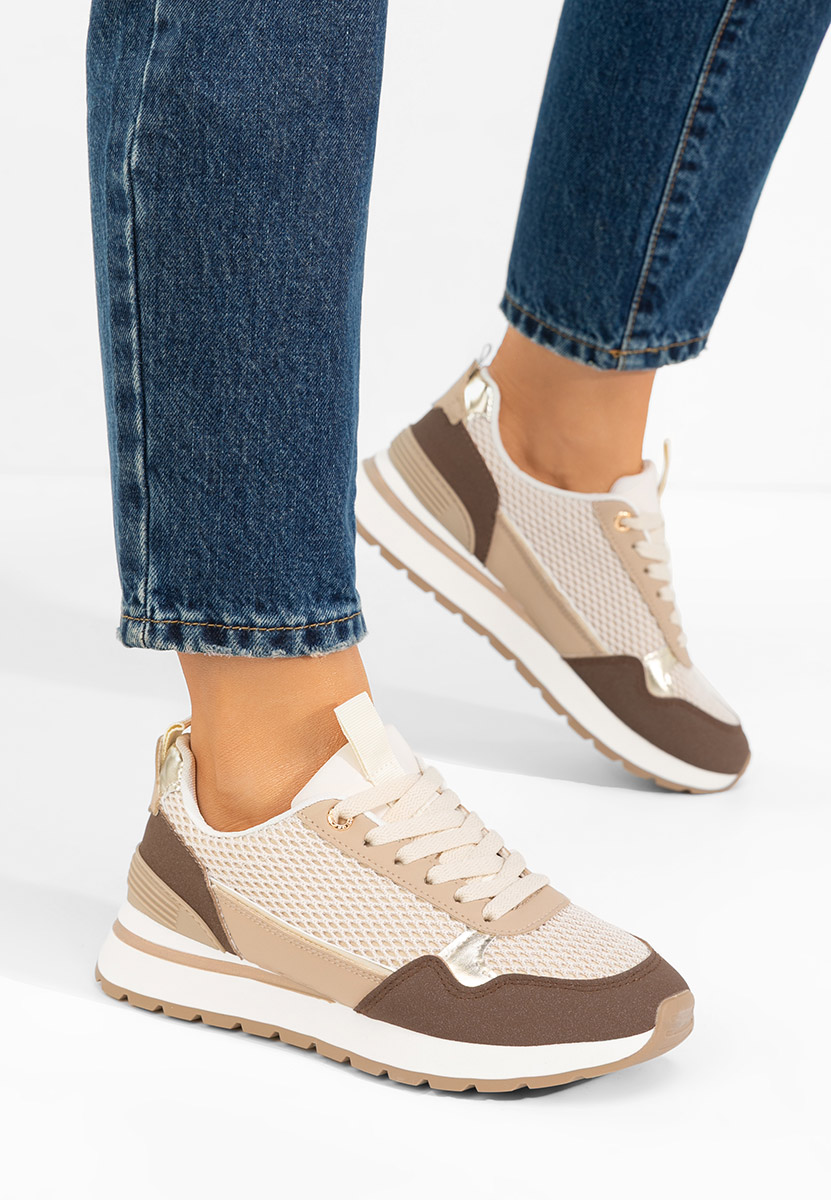 Brązowe sneakersy damskie Helenia