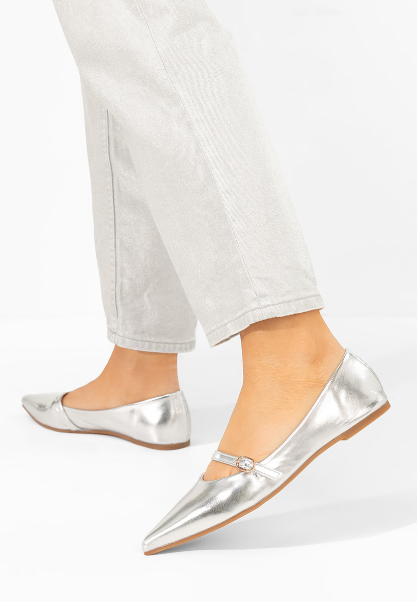 Srebrne baleriny w szpic Izaura