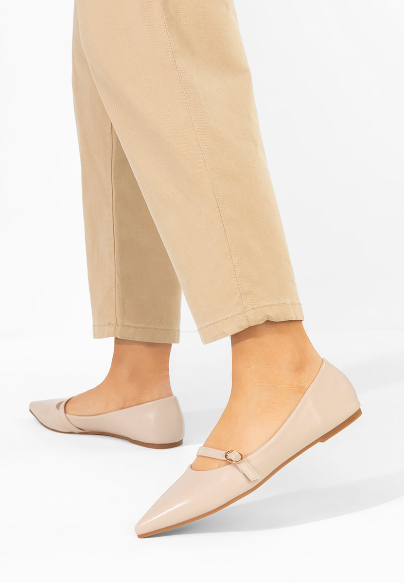 Beżowe baleriny w szpic Izaura