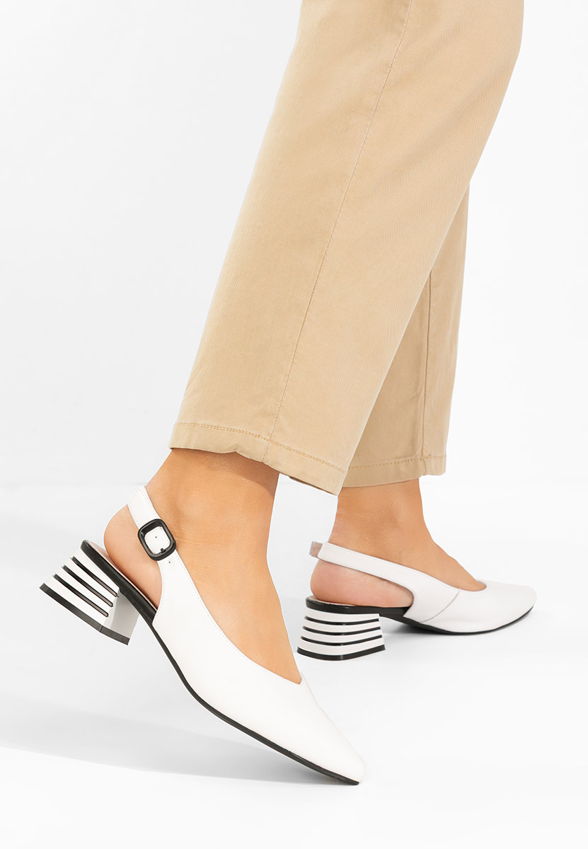 Białe czółenka bez pięt Ranina