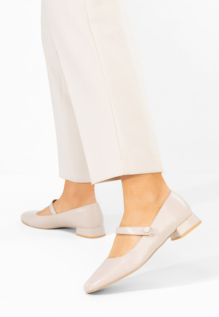 Beżowe czółenka na niskim obcasie Jenelle