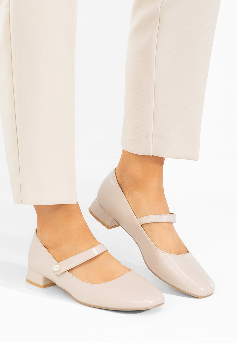 Beżowe czółenka na niskim obcasie Jenelle