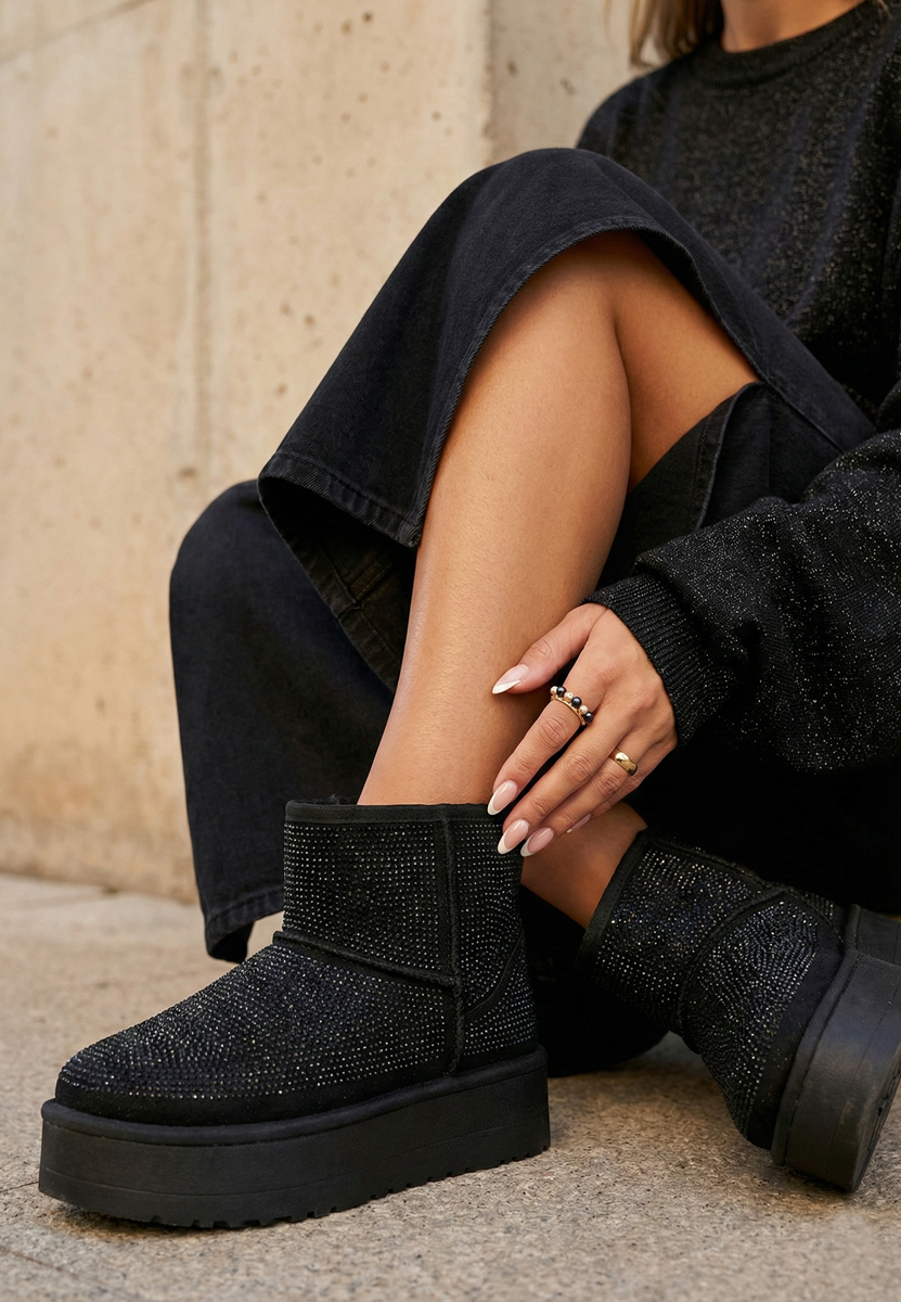 Czarne śniegowce damskie Feyna