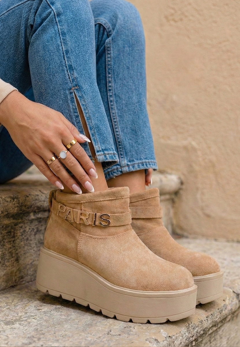 Khaki botki na platformie Alrima
