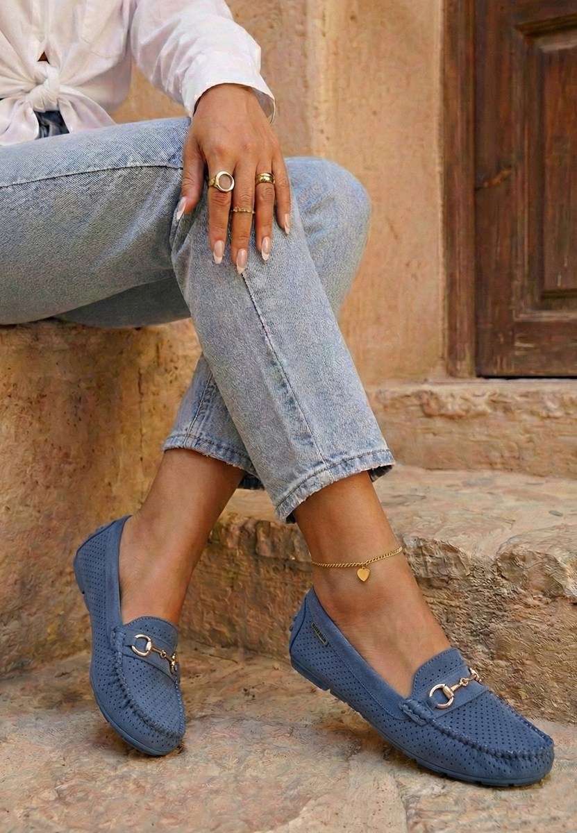 Niebieskie letnie mokasyny damskie Aishani