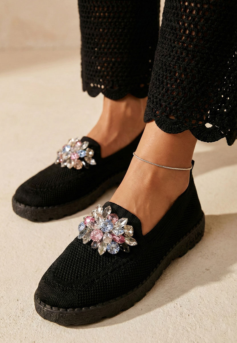 Czarne letnie mokasyny damskie Quara