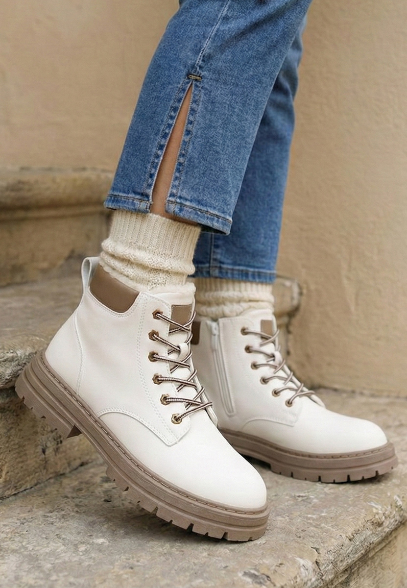 Białe trapery damskie Katavega