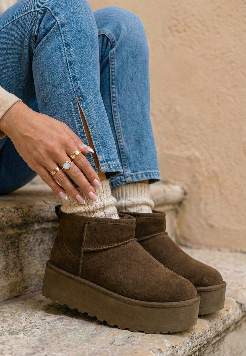 Brązowe śniegowce damskie Savieda