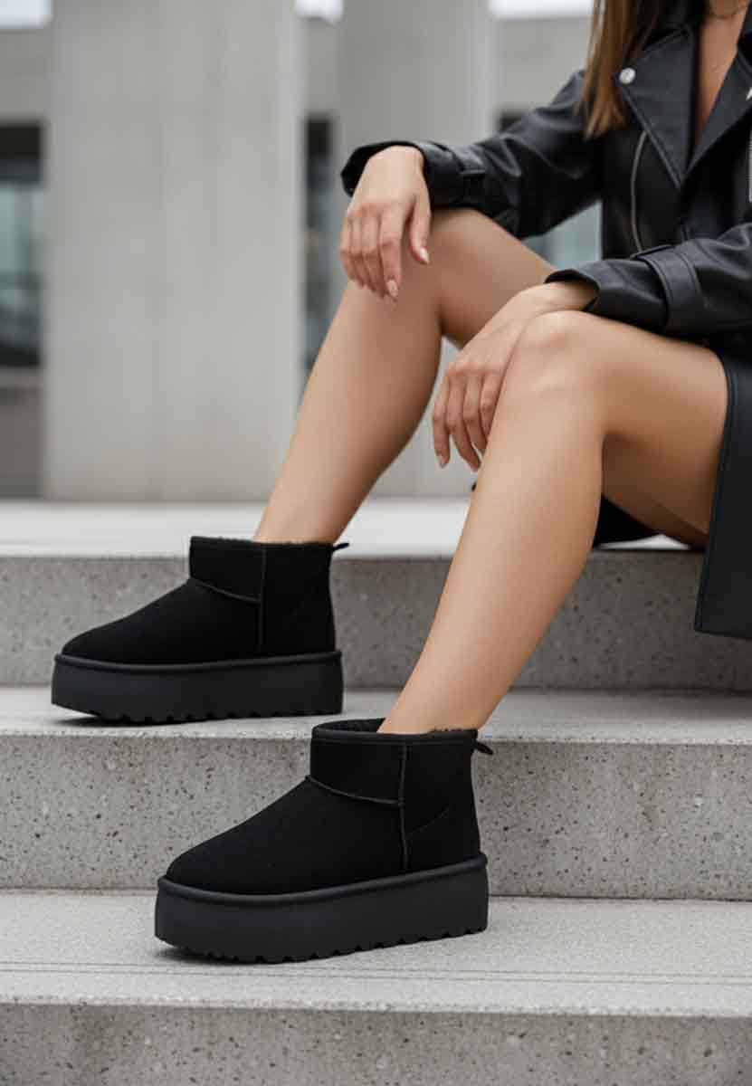 Czarne kozaki na platformie Savieda V7