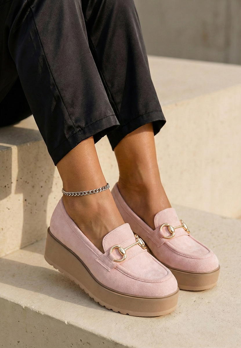 Różowe mokasyny na platformie Leondra V3