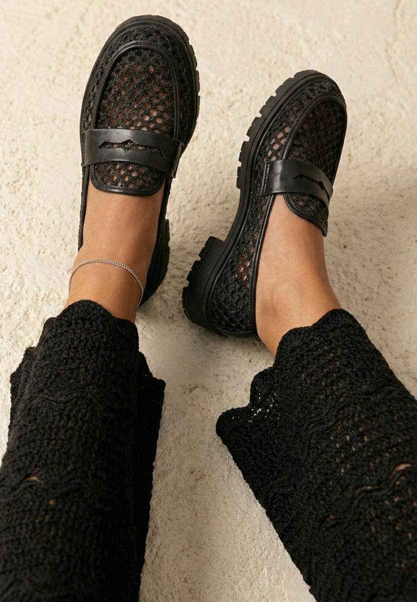 Czarne letnie mokasyny damskie Maryjanne