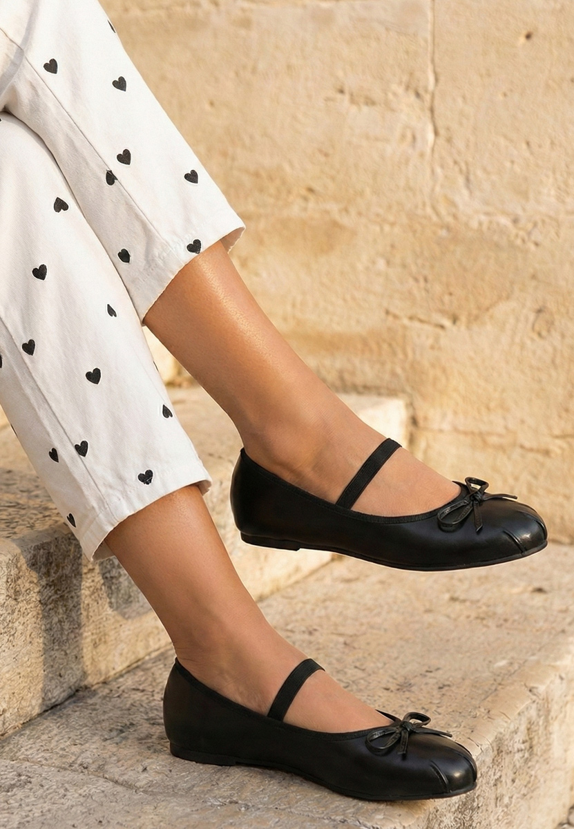 Czarne baleriny damskie Ionelia