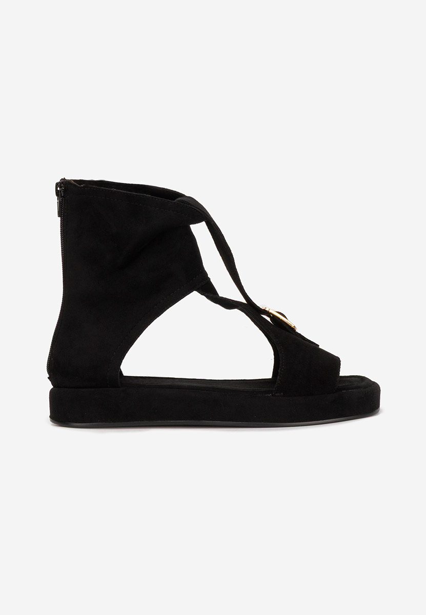 Czarne sandały damskie płaskie Petria