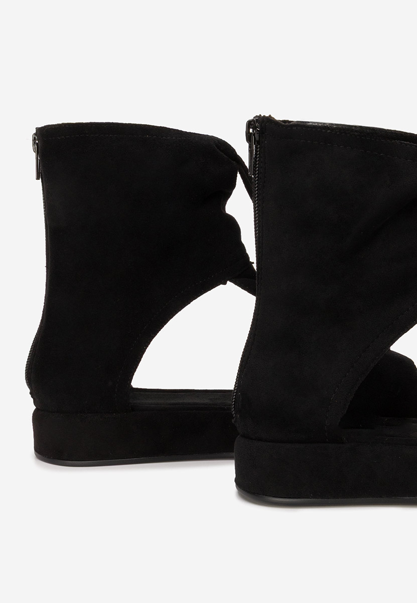 Czarne sandały damskie płaskie Petria