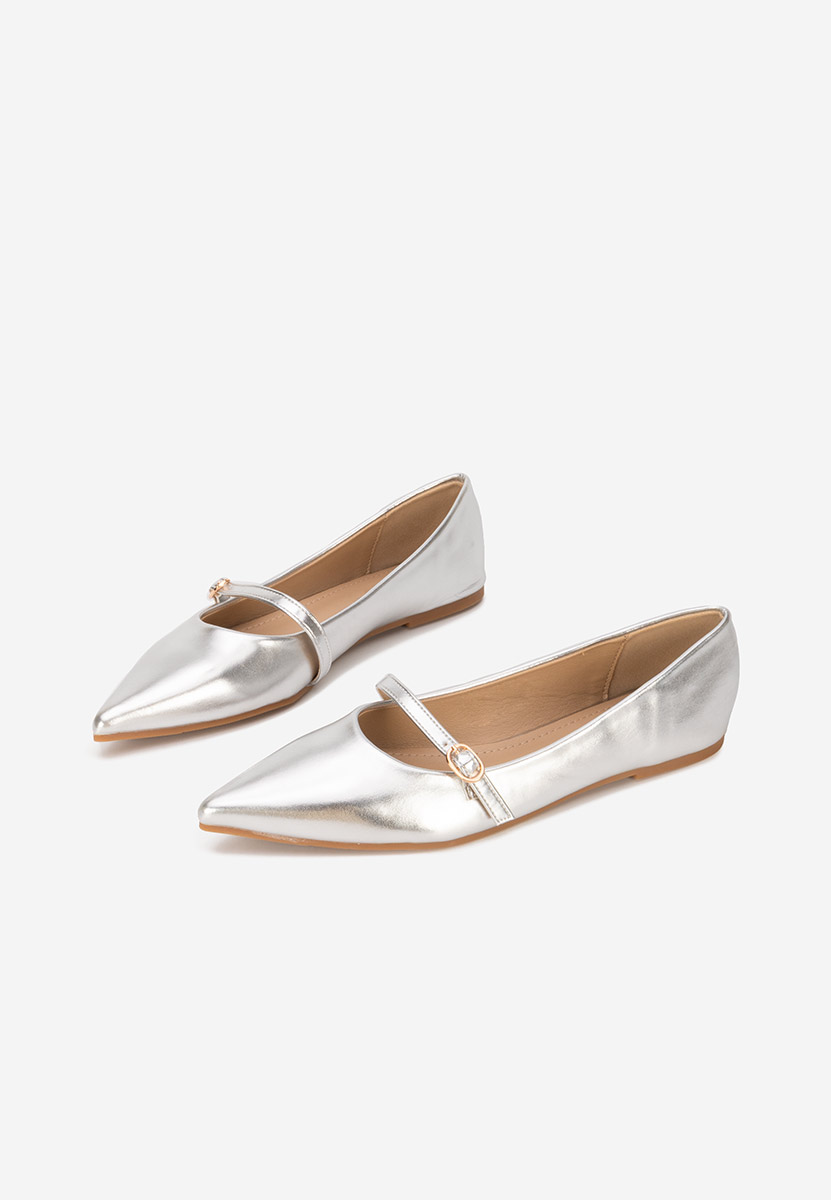 Srebrne baleriny w szpic Izaura