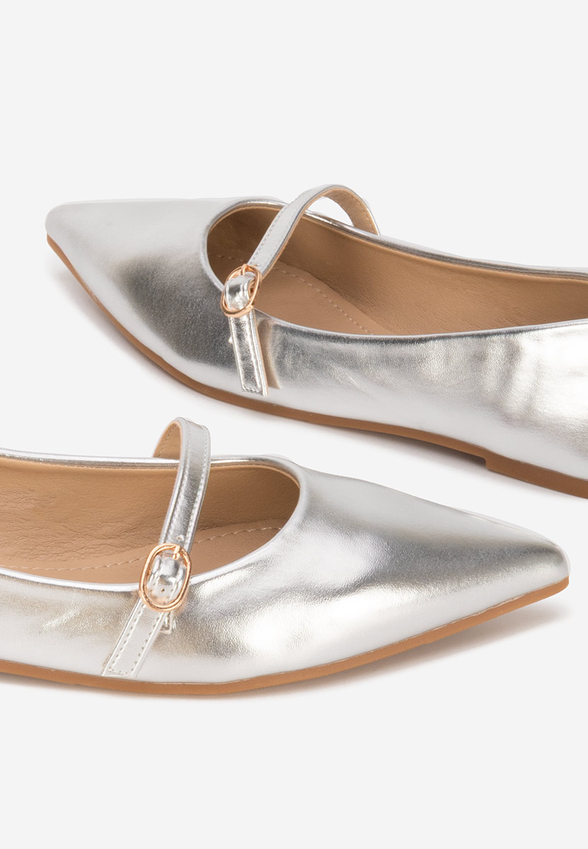 Srebrne baleriny w szpic Izaura