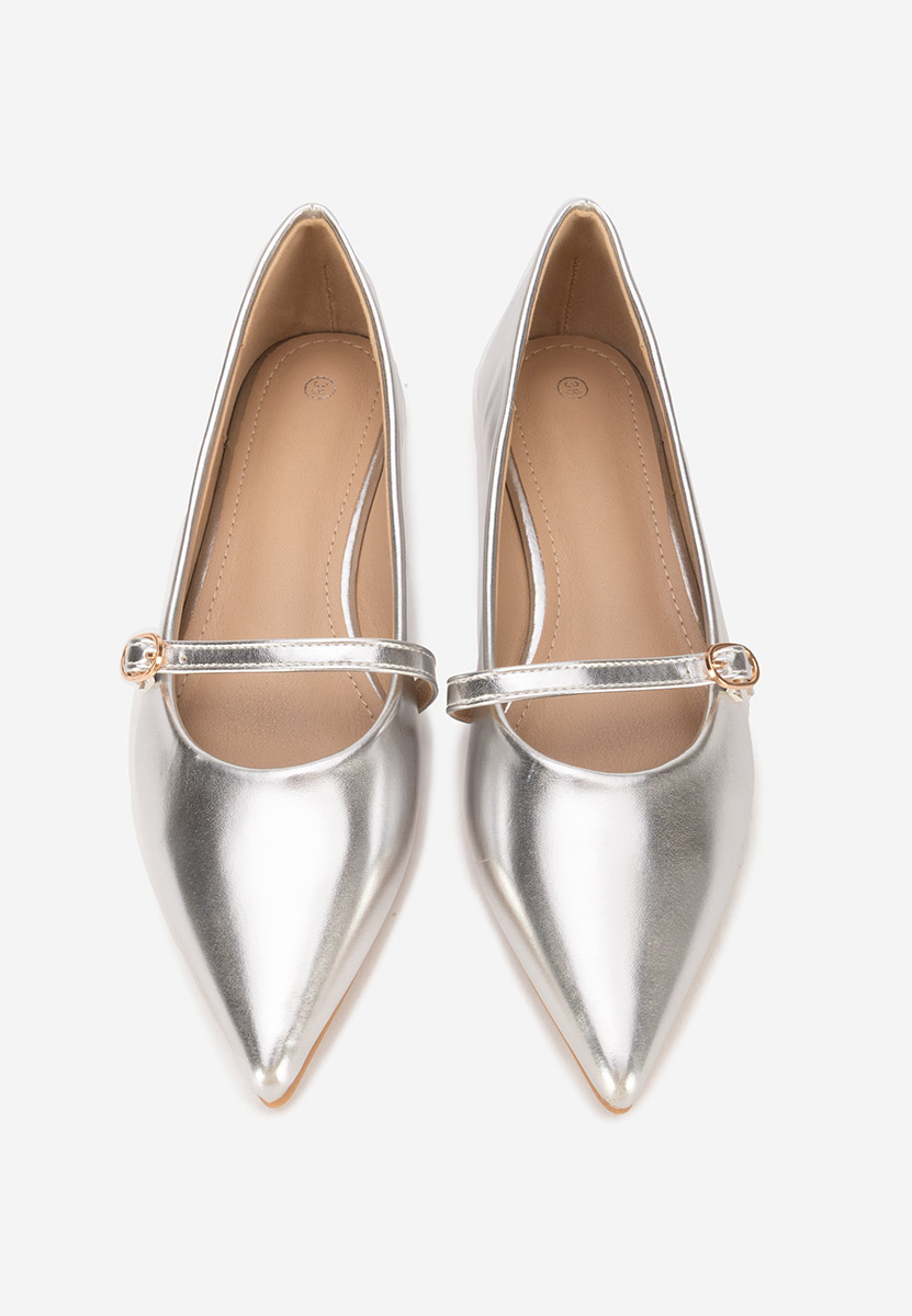 Srebrne baleriny w szpic Izaura