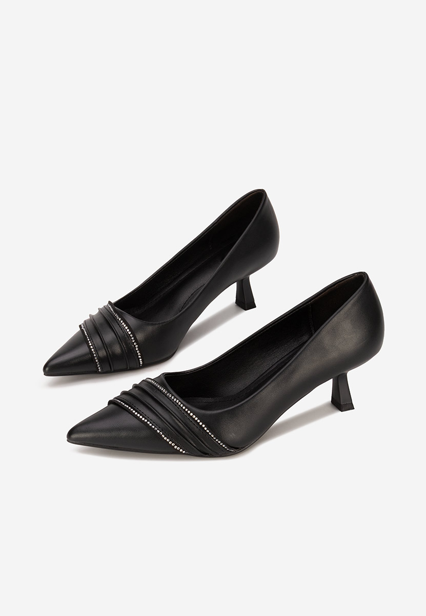 Czarne czółenka na niskim obcasie Enolia