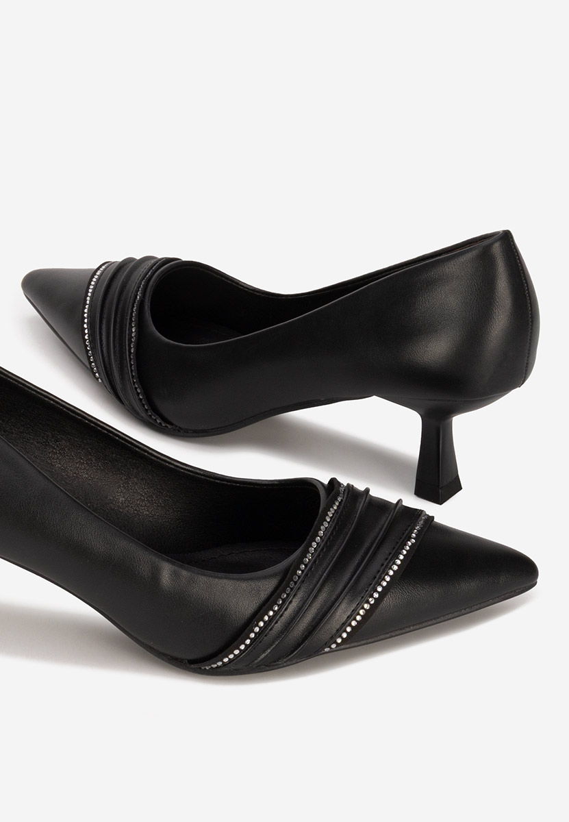 Czarne czółenka na niskim obcasie Enolia