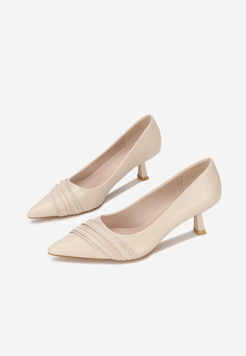 Beżowe czółenka na niskim obcasie Enolia