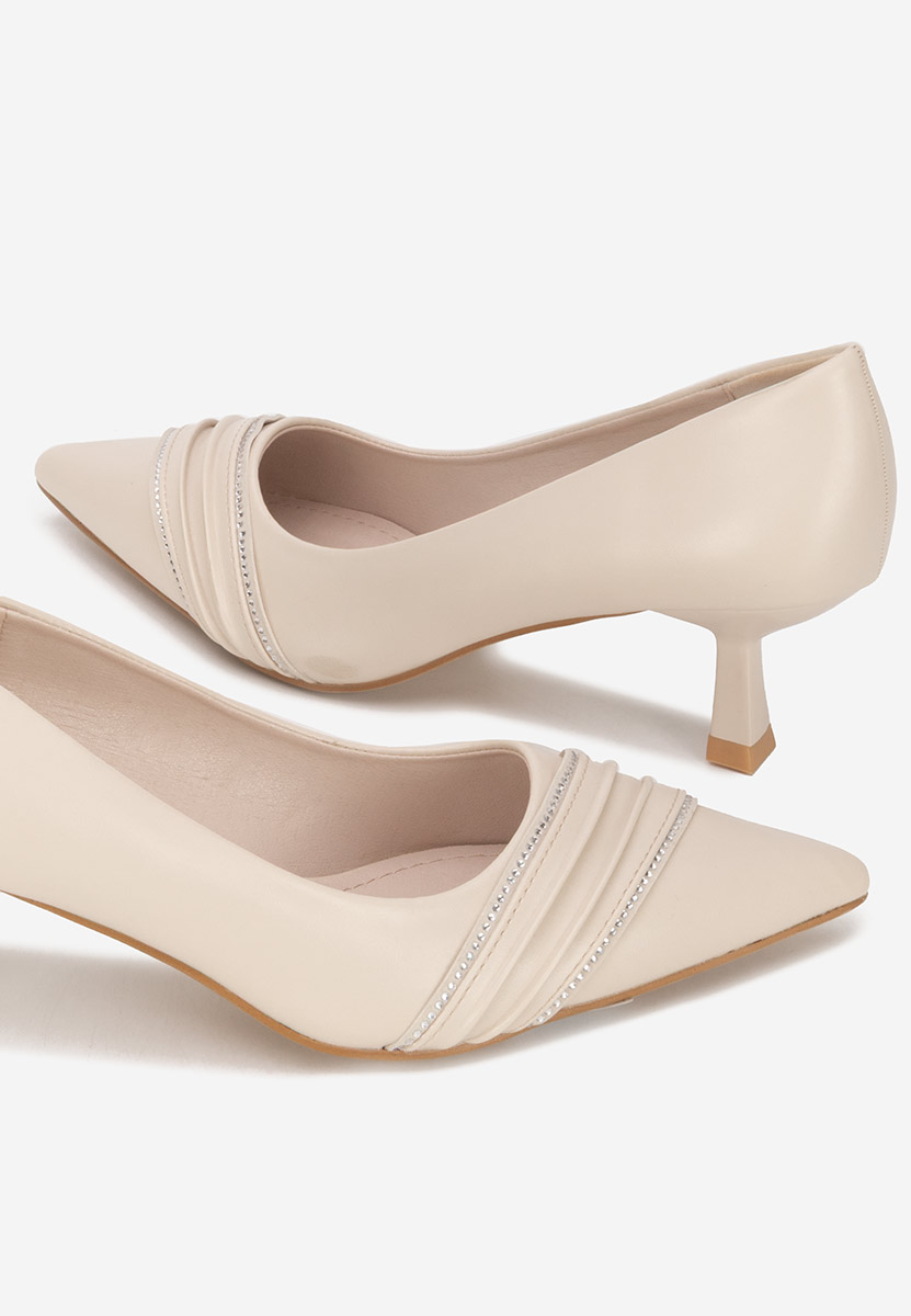 Beżowe czółenka na niskim obcasie Enolia