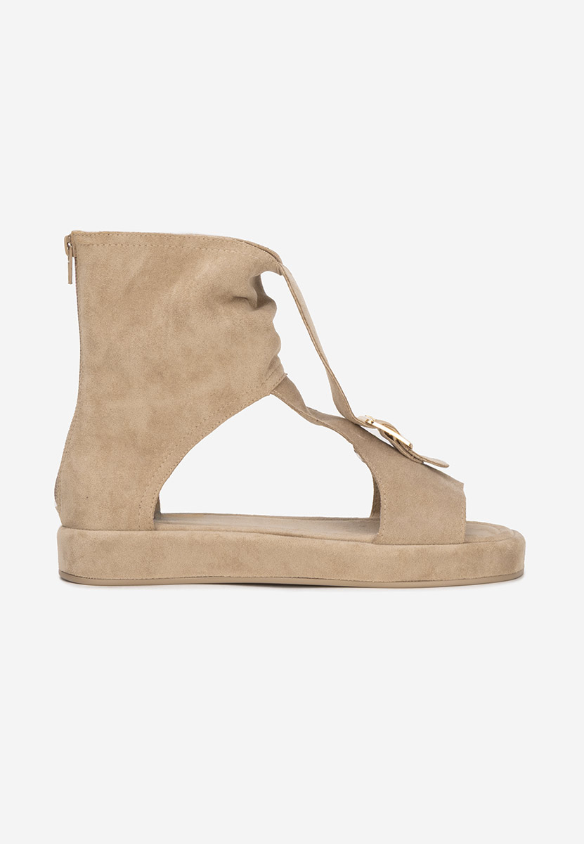 Khaki sandały damskie płaskie Petria