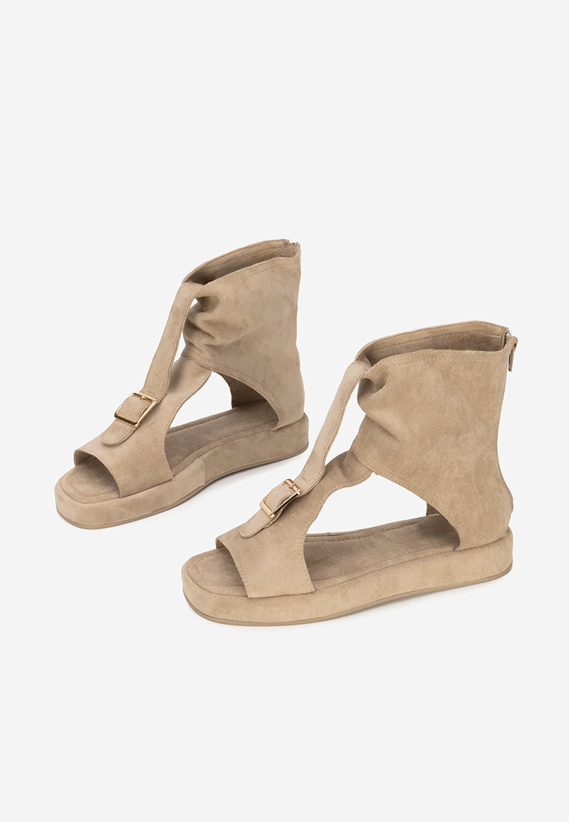 Khaki sandały damskie płaskie Petria