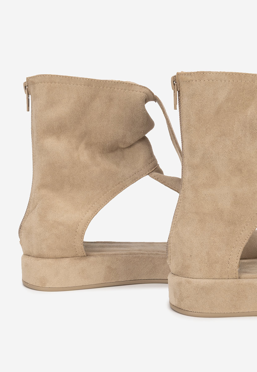 Khaki sandały damskie płaskie Petria