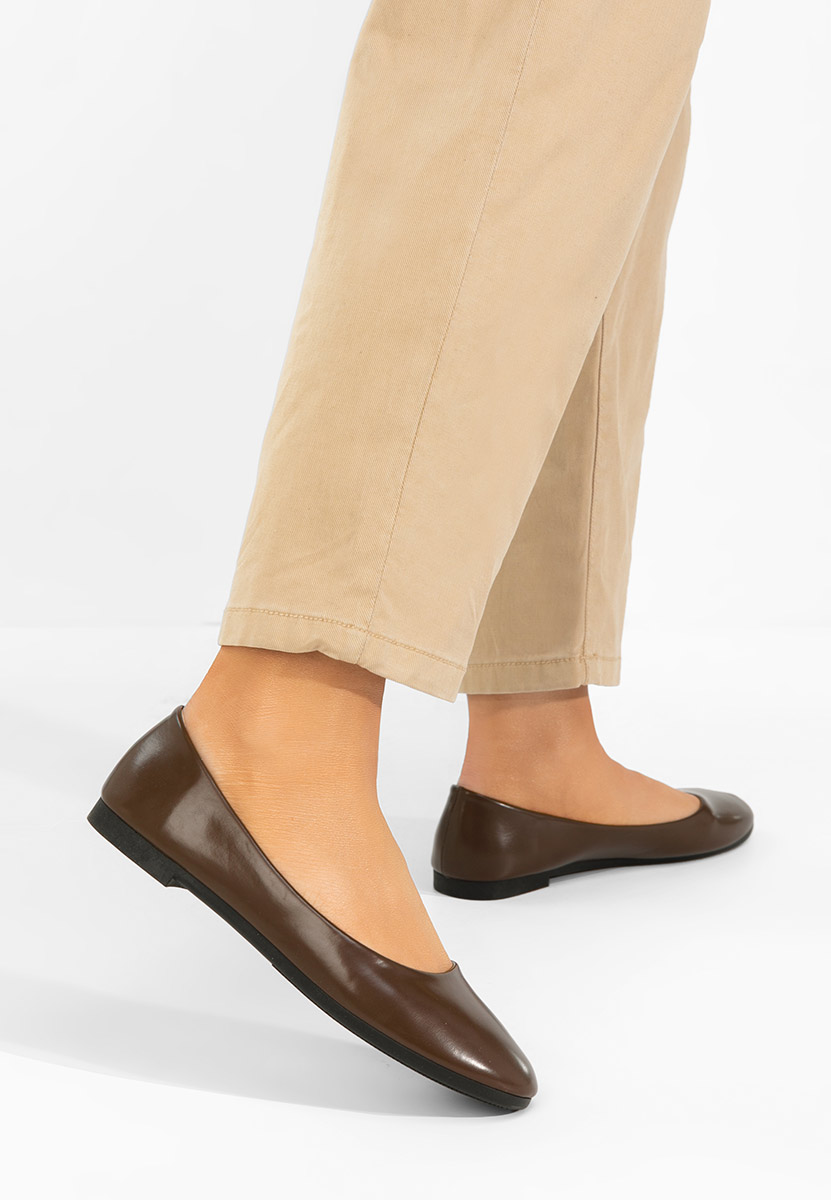 Brązowe baleriny damskie Zoenia