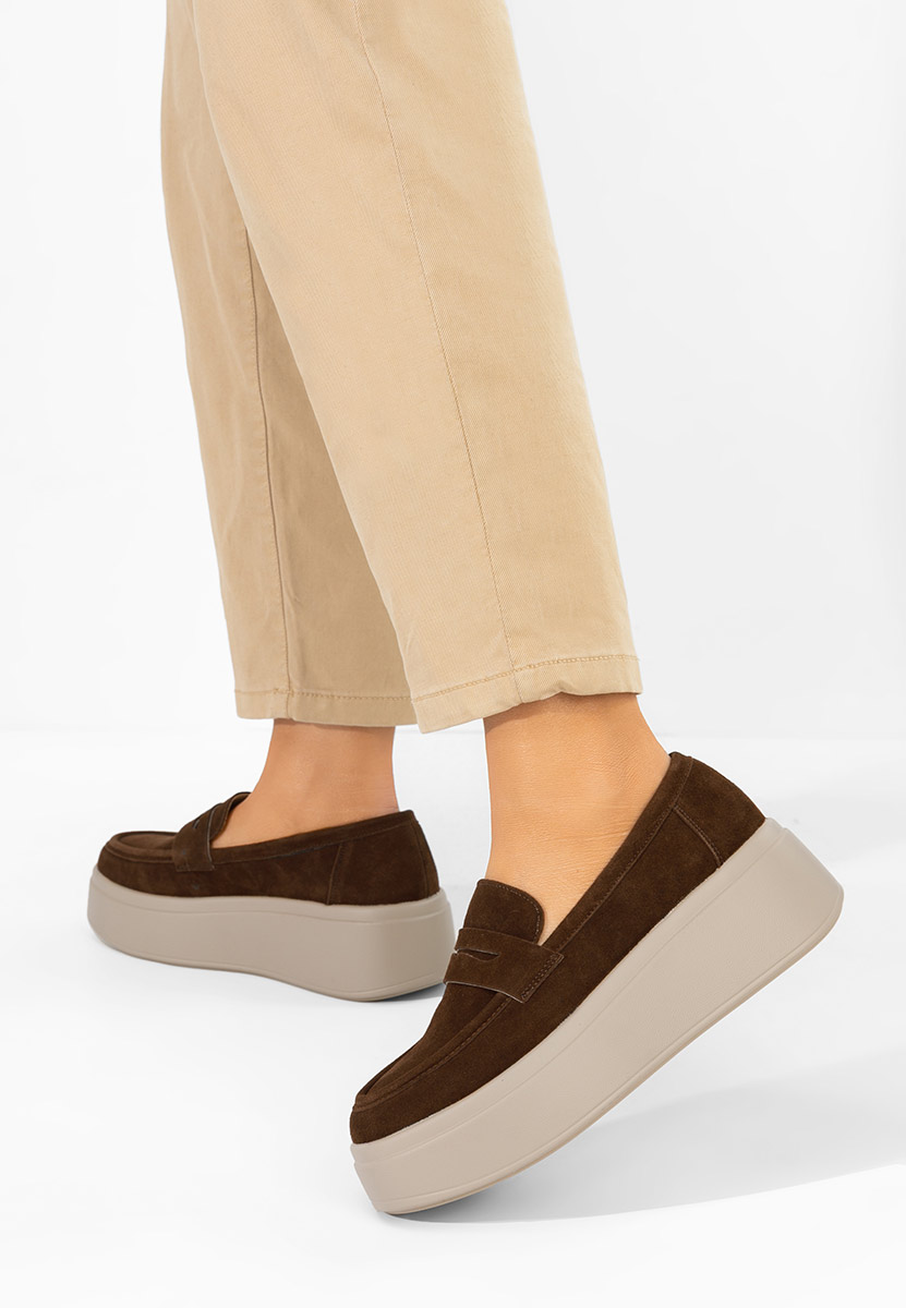 Brązowe mokasyny na platformie Herminia