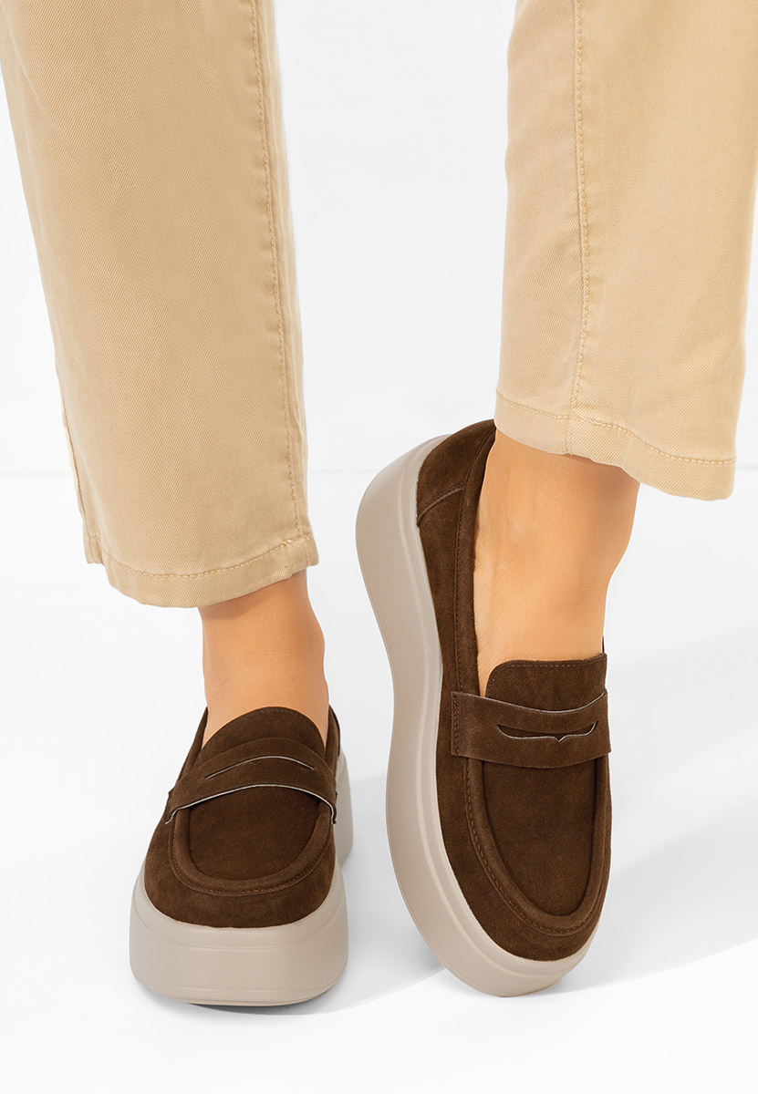 Brązowe mokasyny na platformie Herminia