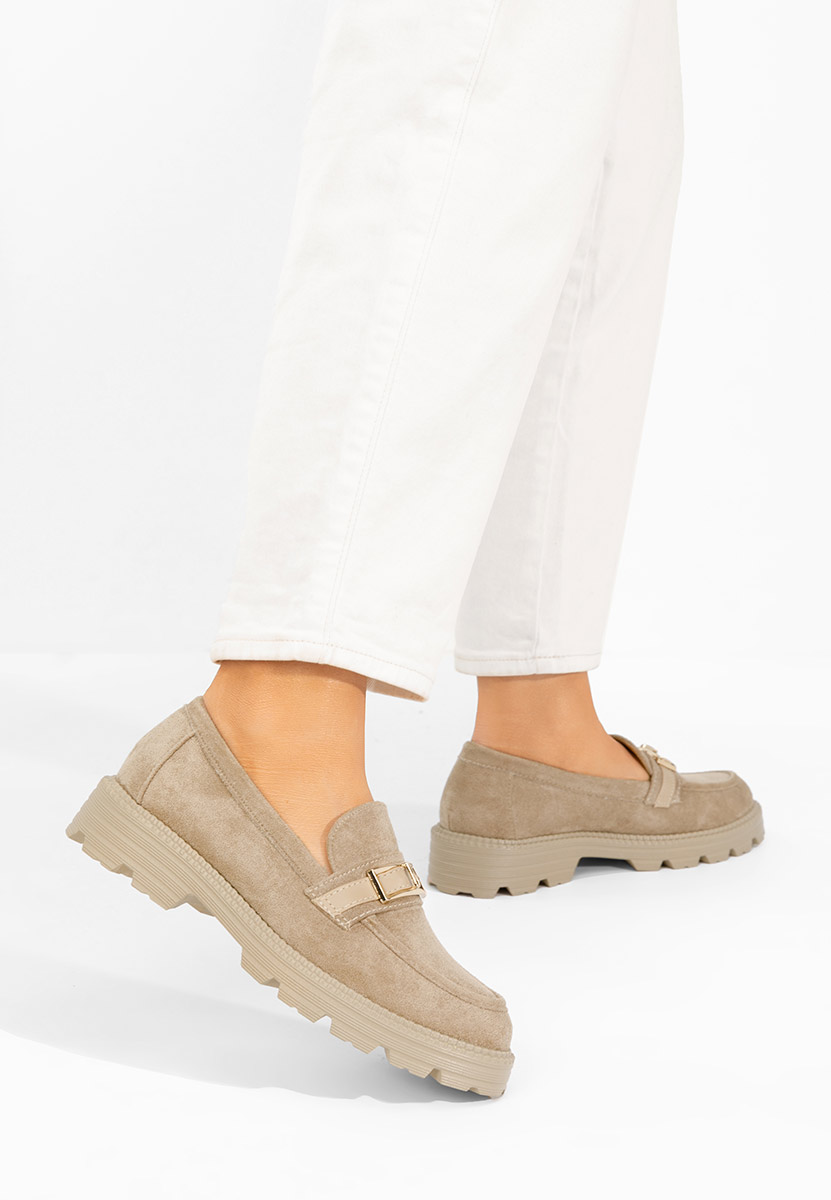 Khaki mokasyny damskie Katiana