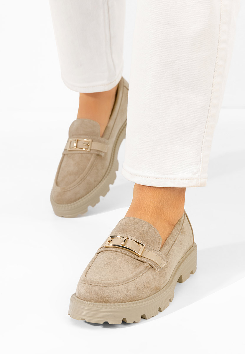 Khaki mokasyny damskie Katiana