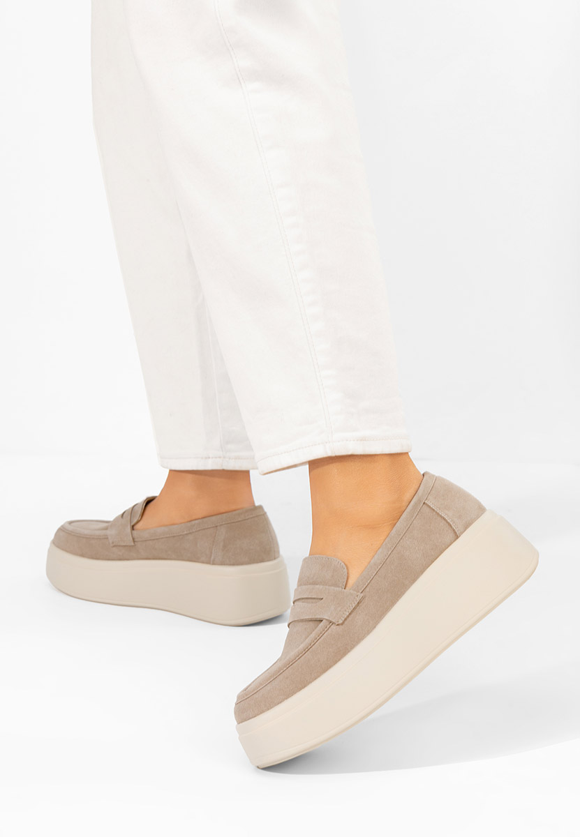 Khaki mokasyny na platformie Herminia