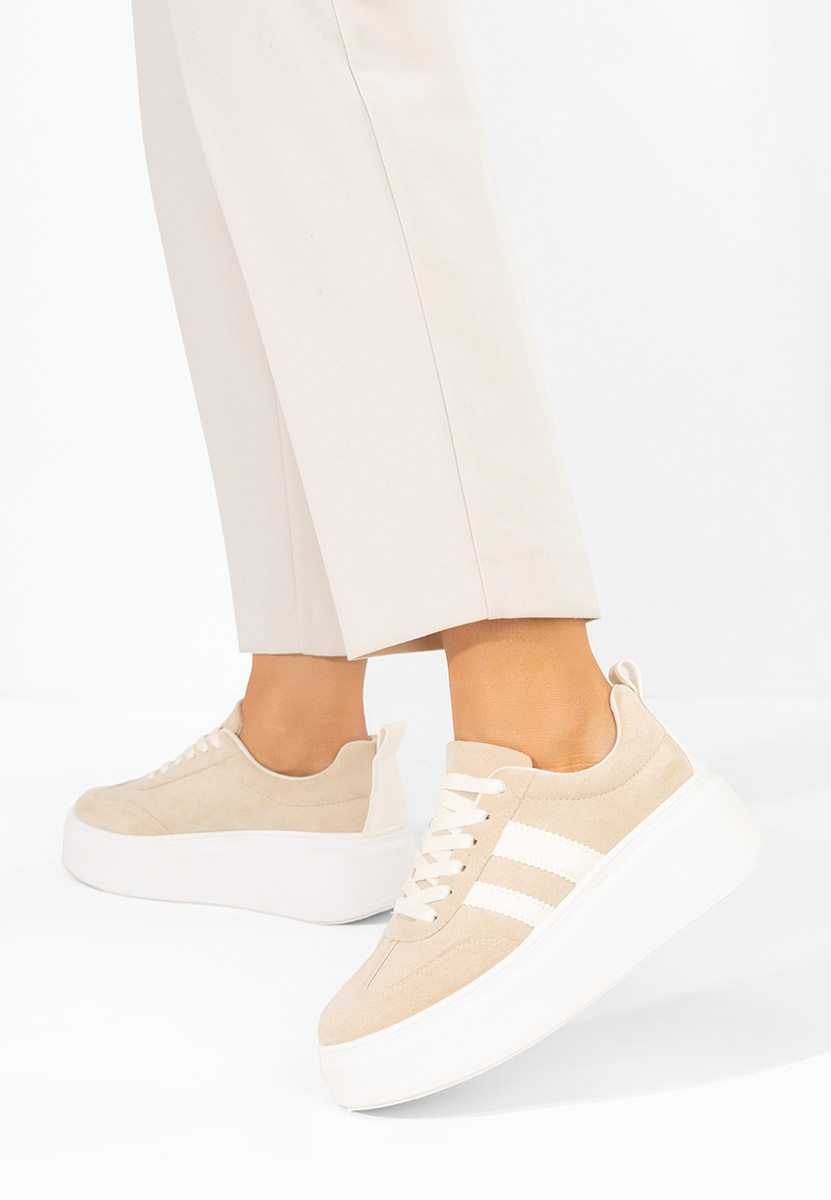 Beżowe sneakersy na platformie Semana