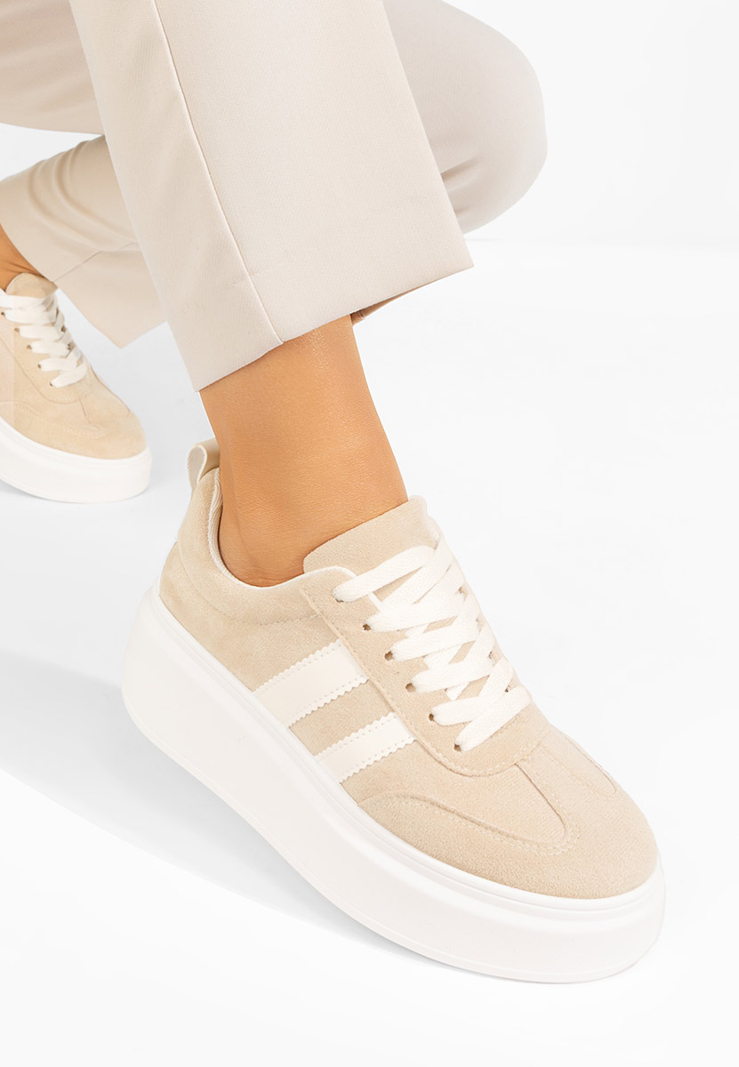 Beżowe sneakersy na platformie Semana