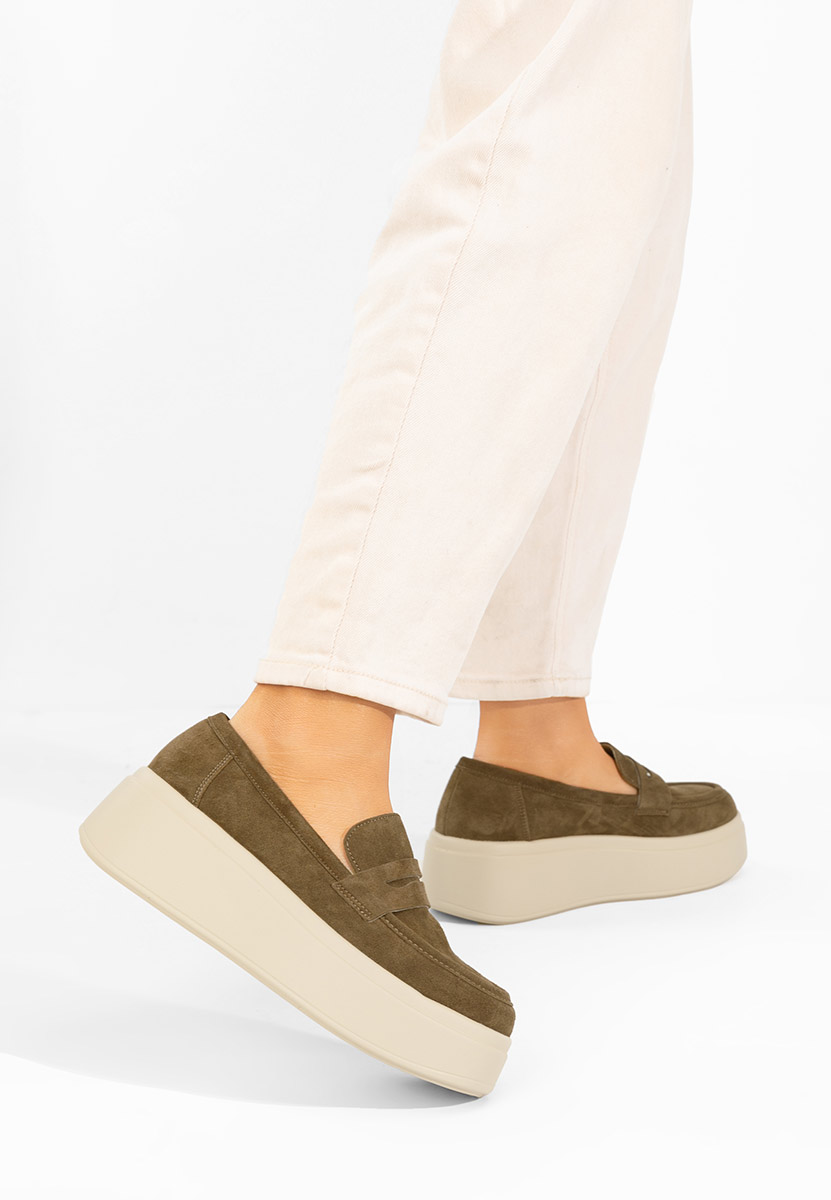 Zielone mokasyny na platformie Herminia