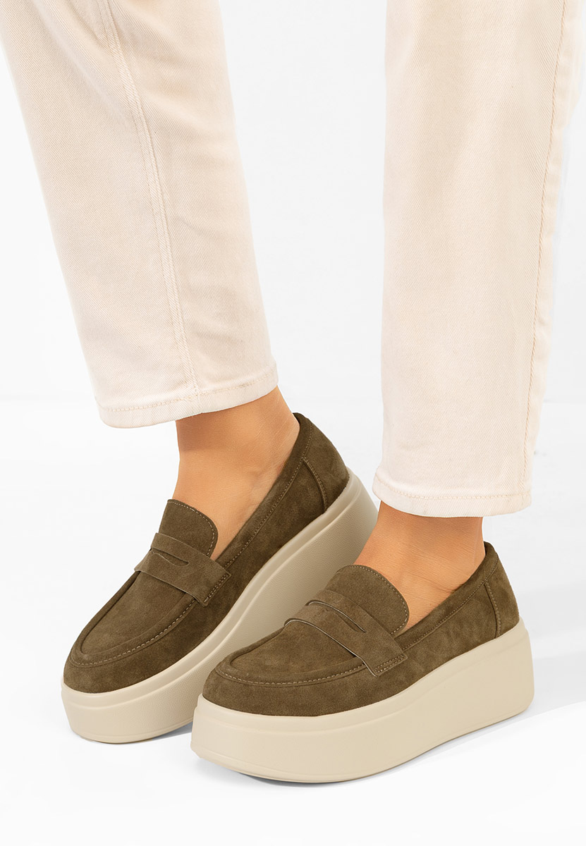 Zielone mokasyny na platformie Herminia