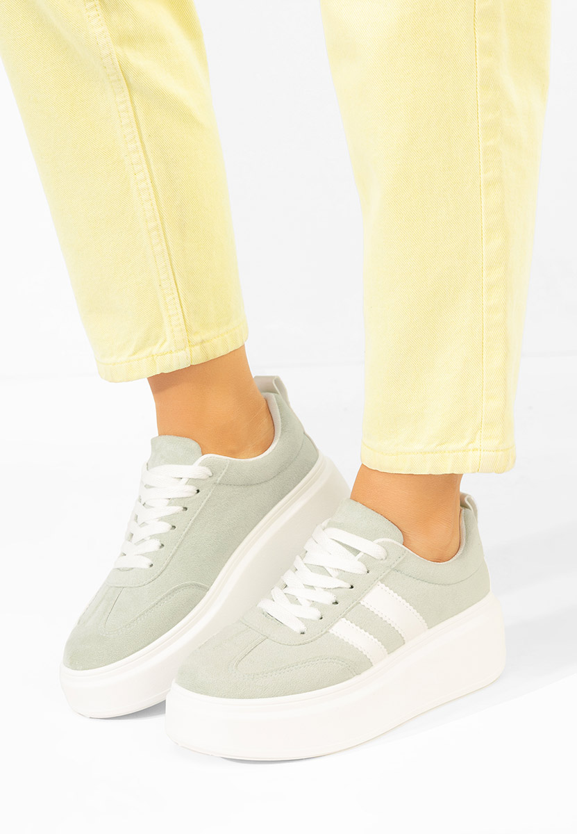 Zielone sneakersy na platformie Semana