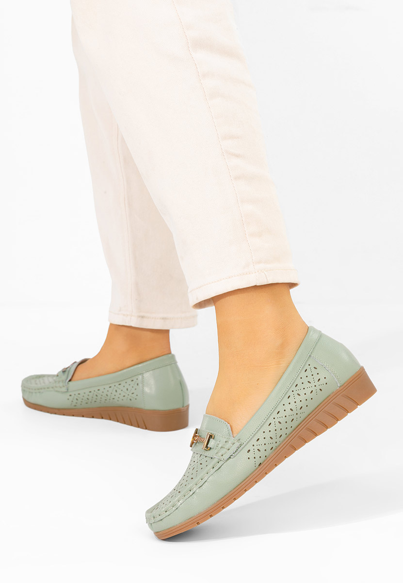 Zielone mokasyny damskie Cristella