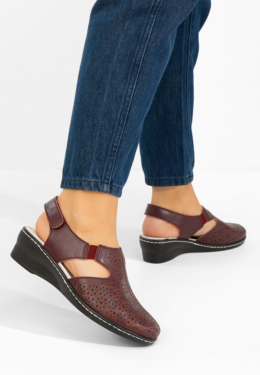 Bordowe czółenka bez pięt Ofelya