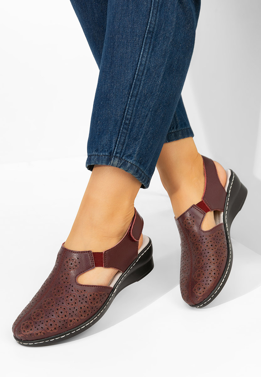 Bordowe czółenka bez pięt Ofelya