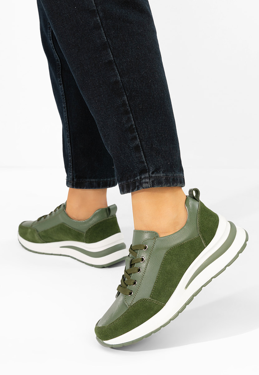 Zielone sneakersy na koturnie Janelia