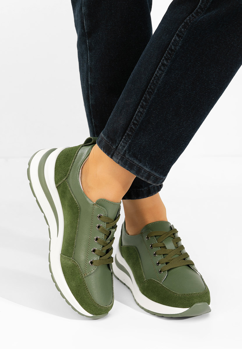 Zielone sneakersy na koturnie Janelia