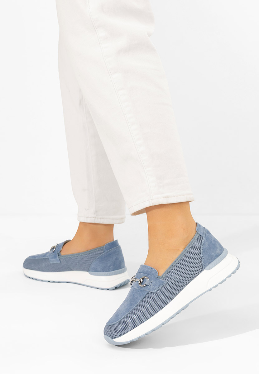 Niebieskie mokasyny damskie skórzane Hermony