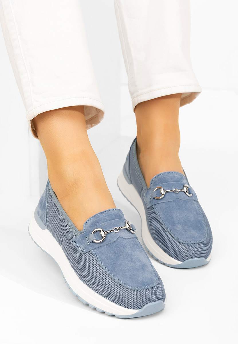 Niebieskie mokasyny damskie skórzane Hermony